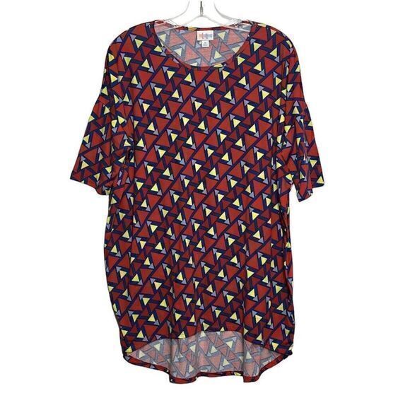 LuLaRoe Irma Tunic Top High Low Red Multi Color Print Size M‎ - Picture 1 of 6